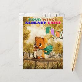 Cartão Postal Você Tem As Asas Voando Um Cachorro Pequeno E Insp