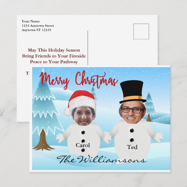 Cartão Postal Vocês Dois São Bonitos Snowmen Feliz Natal Bobo (Frente/Verso)