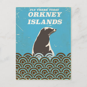 Cartão Postal Voe lá hoje Ilhas Orkney poster vintage