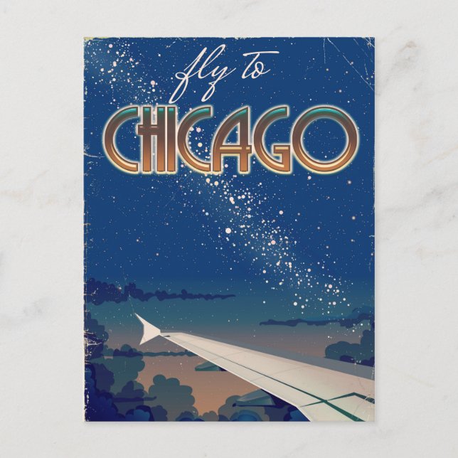 Cartão Postal Voe para Chicago (Frente)