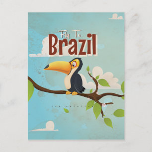Cartão Postal Voe para o Brasil pôster de férias vintage