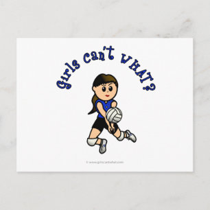 Cartão Postal Voleibol feminino leve em uniforme azul