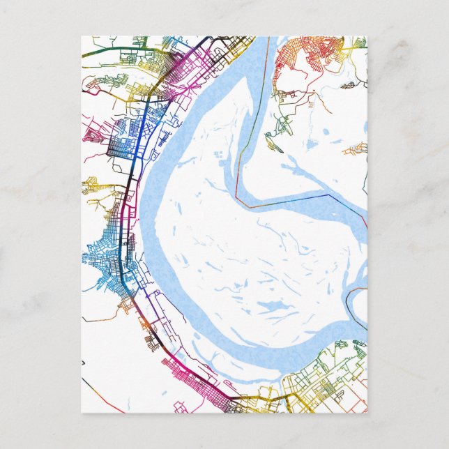 Cartão Postal Volgograd Russia City Map (Frente)