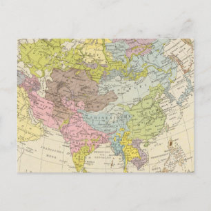 Cartão Postal Volkerkarte von Asien - Mapa da Ásia