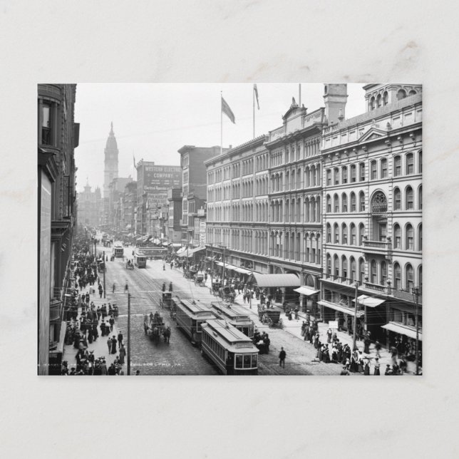 Cartão Postal Volta da cena da rua do século, Philadelphfia, PA (Frente)
