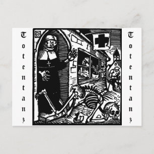 Cartão postal Vom Totentanz Nun e Skeleton