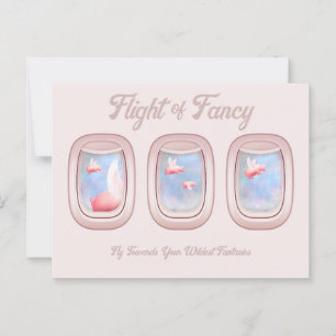 Cartão Postal Voo dos porcos Ricos que voam na janela do avião