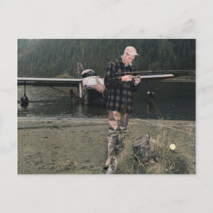 Cartão Postal Voo Vintage Pescar Avião Colorido