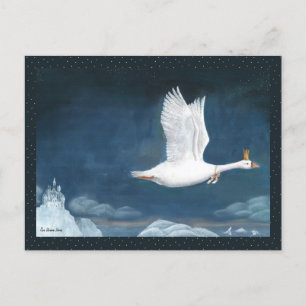 Cartão Postal Voo Whimsical Da Ilustração Da Rainha De Ganso