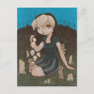 Cartão Postal Voodoo GOTH garota caveira