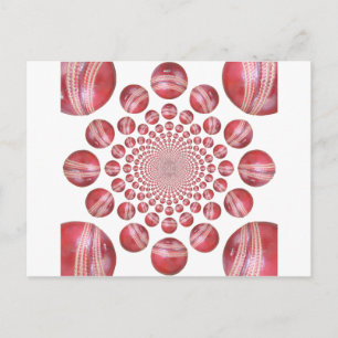 Cartão Postal Vórtice Carmesim: Arte de Bola de Críquete Vermelh