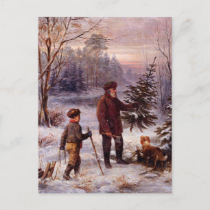 Cartão Postal Vorweihnacht Franz Krüger Árvore de Natal