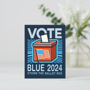 Cartão Postal Votação Blue 2024 Caixa de Votação Eleições Presid