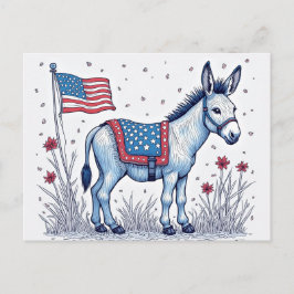 Cartão Postal Votação de Ilustração de Burro Patriótico