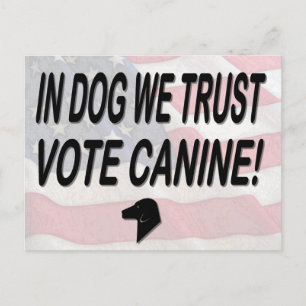 Cartão Postal Votar Cachorro com Bandeira Americana