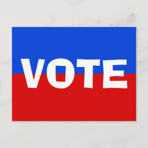Cartão Postal Votar Campanha Eleitoral Azul Vermelho