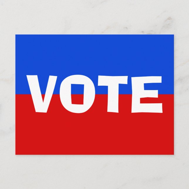 Cartão Postal Votar Campanha Eleitoral Azul Vermelho (Frente)