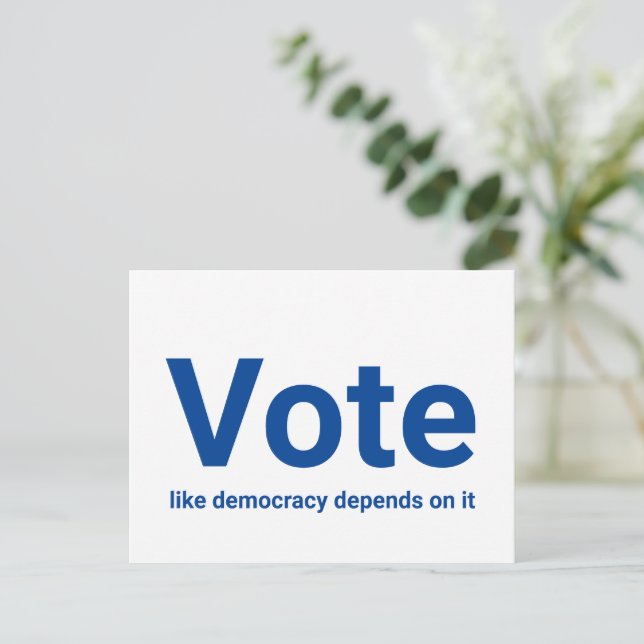 Cartão Postal Votar como democracia depende de azul e branco (Em pé/Frente)