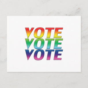 Cartão Postal "Votar" orgulho lgbtq lgbt arco-íris branco