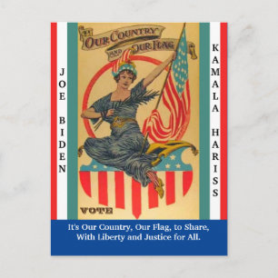 Cartão Postal Vote Biden & Harris com Bonito Vintage Lady Libert