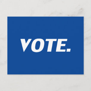 Cartão Postal "Vote" branco azul