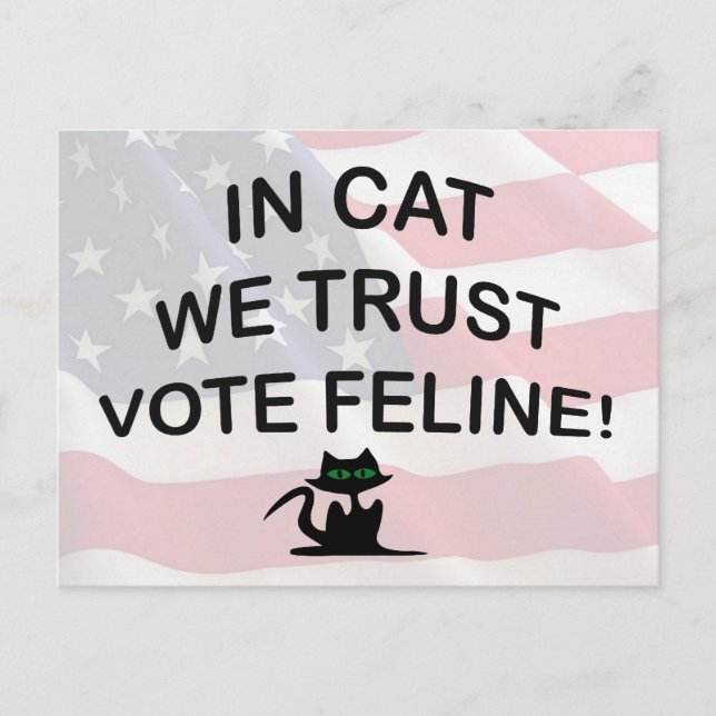 Cartão Postal Vote Cat com Bandeira Americana (Frente)