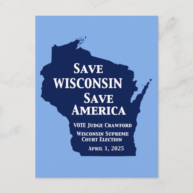 Cartão Postal Vote Crawford para o Supremo Tribunal de Wisconsin (Frente)