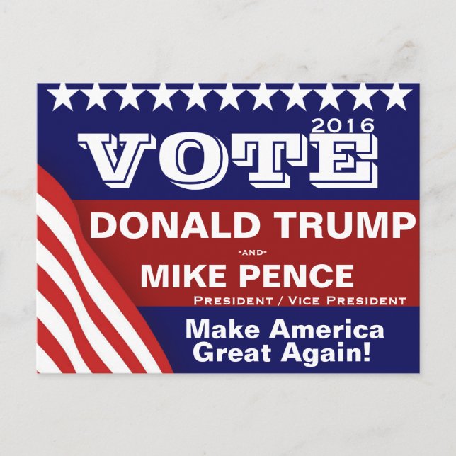 Cartão Postal Vote Donald Trump e Mike Pence (Frente)