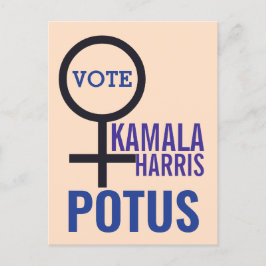 Cartão Postal Vote Kamala Harris Presidente Mulher Símbolo