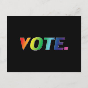 Cartão Postal "Vote" orgulho lgbtq, cores arco-íris lgbt, preto
