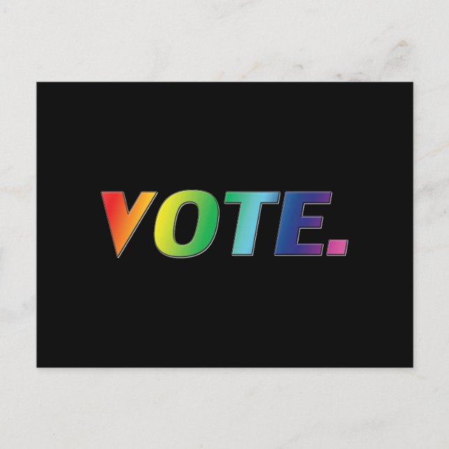 Cartão Postal "Vote" orgulho lgbtq, cores arco-íris lgbt, preto (Frente)