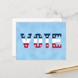 Cartão Postal VOTE Vermelho Branco e Azul (Estrelas)