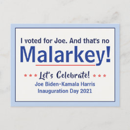 Cartão Postal Votei pelo Joe Que Não é Malarkey Pro-Biden