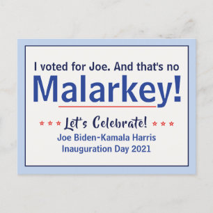 Cartão Postal Votei pelo Joe Que Não é Malarkey Pro-Biden