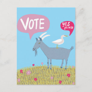 Cartão Postal VOTING GOAT Vote 2024 Eleições Cute EUA