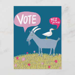 Cartão Postal VOTING GOAT Vote 2024 Eleições Cute EUA