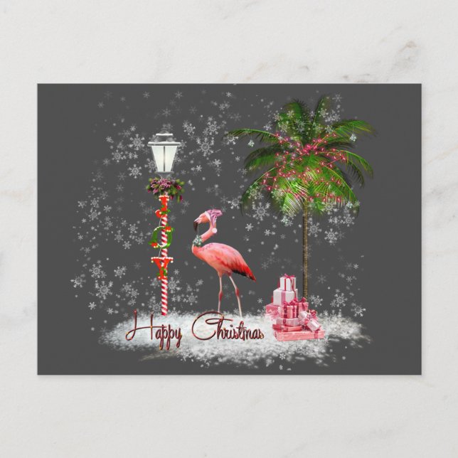 Cartão Postal Votos de Natal de Flamingo (Frente)