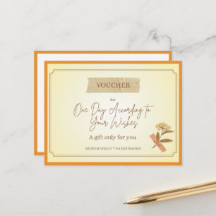 Cartão Postal Voucher de Presente Engraçado 'Um Dia'