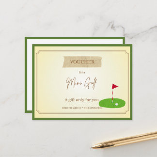 Cartão Postal Voucher de Presente 'Mini Golfe' Divertido