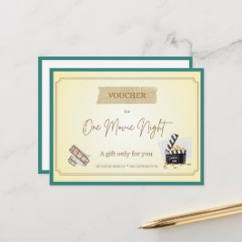 Cartão Postal Voucher de Presente 'Noite de Cinema' Divertido