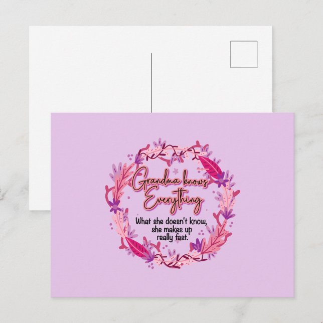 Cartão Postal Vovó sabe tudo (Frente/Verso)