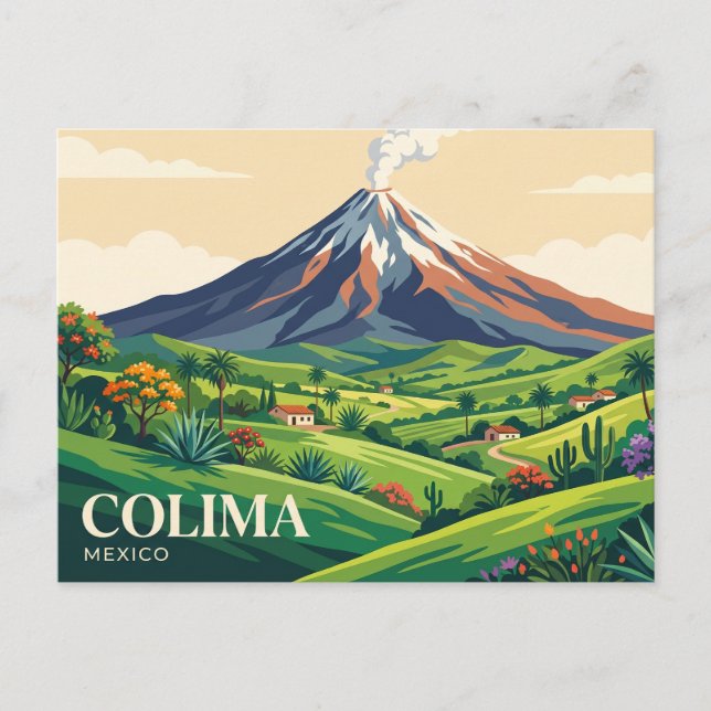 Cartão Postal Vulcão de Colima México (Frente)