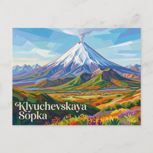 Cartão Postal Vulcão Klyuchevskaya Sopka Rússia