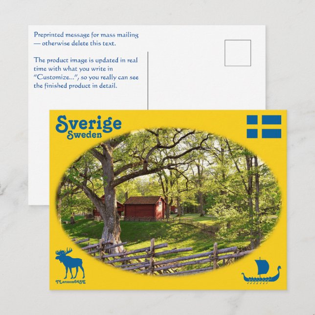 Cartão Postal Vykort — Sverige (Frente/Verso)
