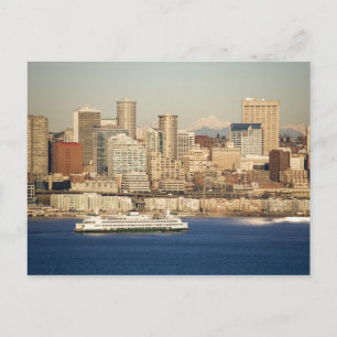 Cartão Postal WA, Seattle, panorama de Seattle e Elliott Bay