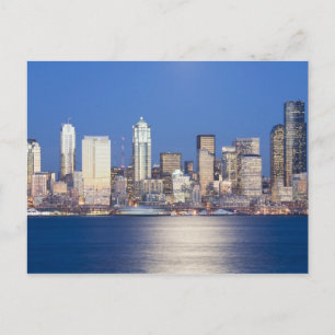 Cartão Postal WA, Seattle, panorama de Seattle e Elliott Bay, 2