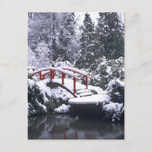 Cartão Postal WA, Seattle, Ponte da Lua e lago após o inverno