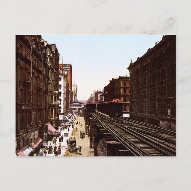 Cartão Postal Wabash Ave North Adams Street Chicago Illinois (Frente)