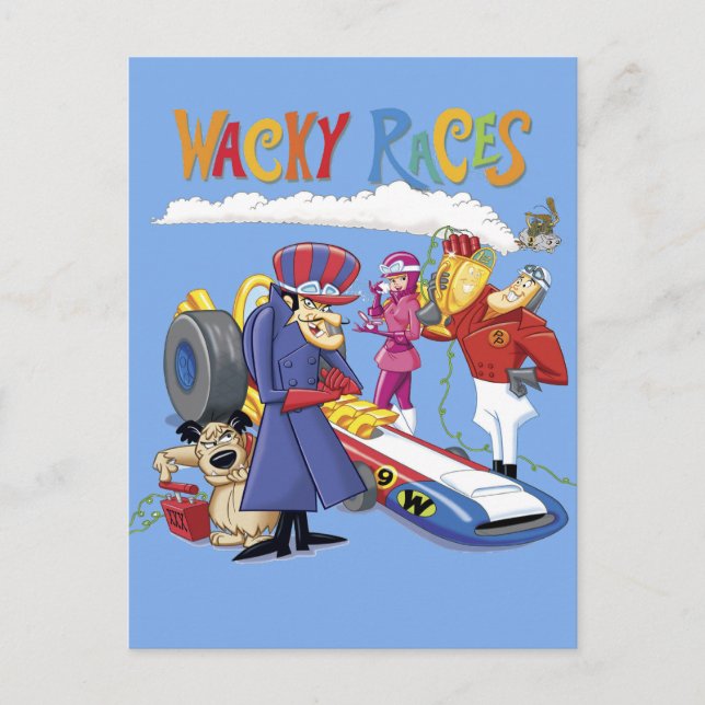 Cartão Postal Wacky Races 60s 70s 90s 80s Cartoon Scifi Retro (Frente)
