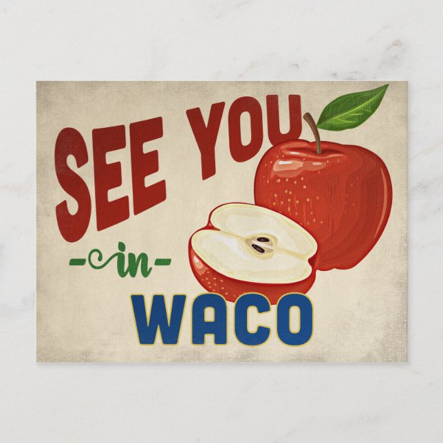 Cartão Postal Waco Texas Apple - Viagens vintage (Frente)